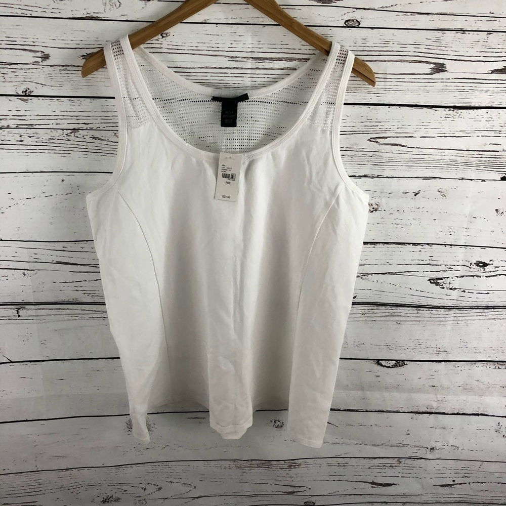 Lane Bryant White Tank Top Mesh Back Insert 22/24